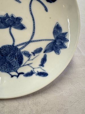 A pair of Chinese blue and white 'Bleu de Hue' plates with lotus design, Phi Khanh An Duong 慶恩堂費 mark, 19th C. — photo 6
