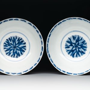 A pair of Chinese blue and white bowls with floral design, Kangxi — photo 6
