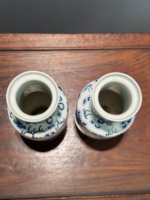 A pair of Chinese blue and white 'Buddhist lion' vases, Kangxi mark, 19th C. — foto 4