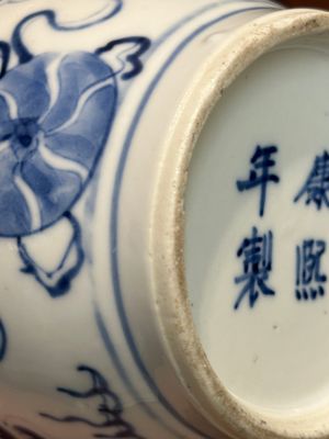 A pair of Chinese blue and white 'Buddhist lion' vases, Kangxi mark, 19th C. — 照片 19