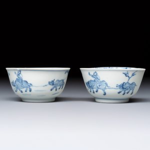 A pair of Chinese blue and white 'Ca Mau' shipwreck tea bowls and saucers — photo 4