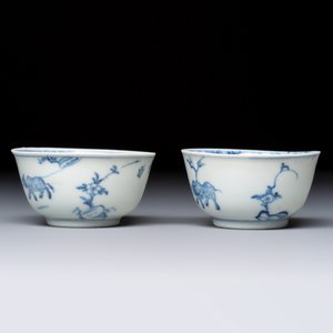 A pair of Chinese blue and white 'Ca Mau' shipwreck tea bowls and saucers — photo 5