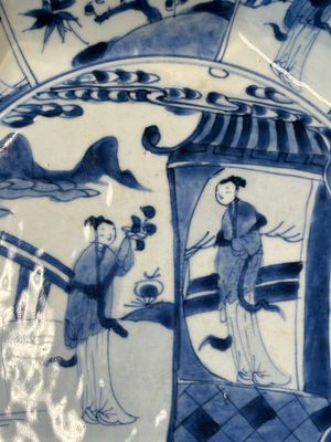 A pair of Chinese blue and white 'Cao sisters' dishes, Kangxi/Yongzheng — 照片 10