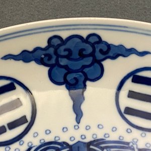 A pair of Chinese blue and white 'cranes, bagua and dragon' plates, Guangxu mark and of the period — 照片 24