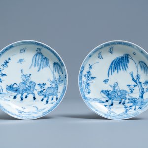 A pair of Chinese blue and white cups and saucers, Ca Mau shipwreck, Kangxi/Yongzheng — 照片 2