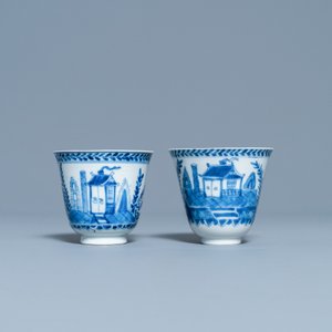 A pair of Chinese blue and white cups and saucers, Kangxi — photo 4
