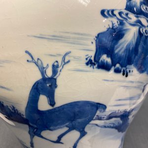 A pair of Chinese blue and white 'deer and crane' vases, Kangxi — 照片 24