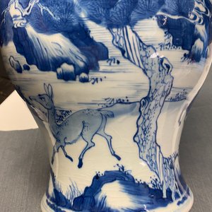 A pair of Chinese blue and white 'deer and crane' vases, Kangxi — 照片 27
