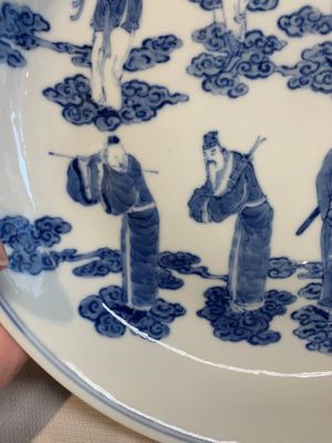 A pair of Chinese blue and white 'Eight Immortals' plates, Kangxi mark, 19th C. — photo 13