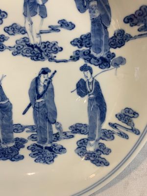 A pair of Chinese blue and white 'Eight Immortals' plates, Kangxi mark, 19th C. — photo 14