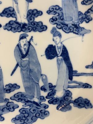 A pair of Chinese blue and white 'Eight Immortals' plates, Kangxi mark, 19th C. — photo 7