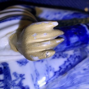 十九世纪   青花瓷人物摆件   一对 — 照片 14