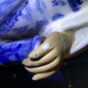 十九世纪   青花瓷人物摆件   一对 — 照片 23