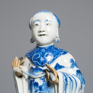 十九世纪   青花瓷人物摆件   一对 — 照片 7