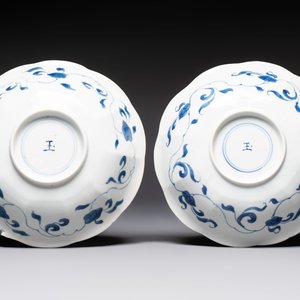 A pair of Chinese blue and white flower-shaped 'Long Eliza' plates, Kangxi — foto 3