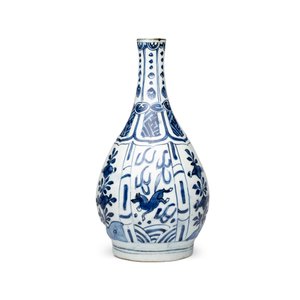 A pair of Chinese blue and white 'Flying Horses' pear-shaped bottle vases — 照片 15
