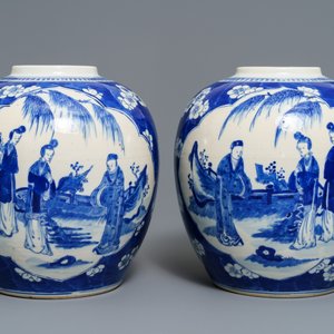A pair of Chinese blue and white ginger jars, Kangxi mark, 19th C. — 照片 3