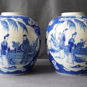 A pair of Chinese blue and white ginger jars, Kangxi mark, 19th C. — 照片 7