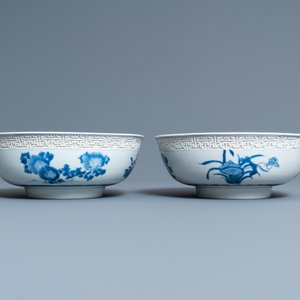 A pair of Chinese blue and white 'immortals' bowls, Kangxi — 照片 2