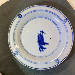 A pair of Chinese blue and white ko-sometsuke plates with scholars for the Japanese market, Tianqi — 照片 7