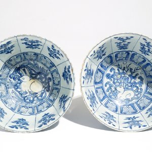 A pair of Chinese blue and white kraak porcelain deer bowls, Wanli — 照片 6