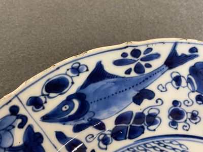 A pair of Chinese blue and white kraak-style dishes with VOC-ships, Kangxi — photo 12