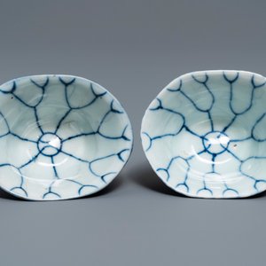 A pair of Chinese blue and white 'lotus' cups, Kangxi — photo 6