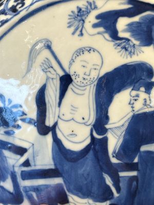 A pair of Chinese blue and white moonflasks or 'bianhu', Kangxi mark, 19th C. — 照片 8