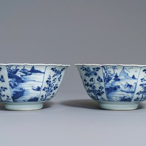 A pair of Chinese blue and white octagonal bowls, Kangxi — 照片 2