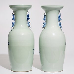A pair of Chinese blue and white on celadon ground vases, 19th C. — photo 3