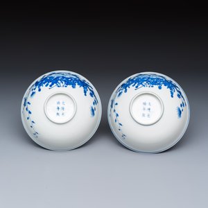 A pair of Chinese blue and white 'Poppy' bowls — foto 7