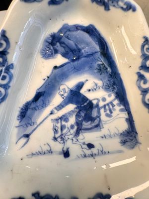A pair of Chinese blue and white 'Rider on Horseback' sweetmeat dishes, Kangxi — photo 15