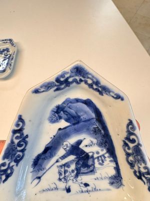 A pair of Chinese blue and white 'Rider on Horseback' sweetmeat dishes, Kangxi — photo 16