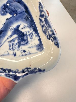 A pair of Chinese blue and white 'Rider on Horseback' sweetmeat dishes, Kangxi — photo 17