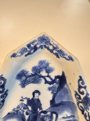 A pair of Chinese blue and white 'Rider on Horseback' sweetmeat dishes, Kangxi — photo 5