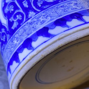 A pair of Chinese blue and white rouleau vases, Kangxi — 照片 12