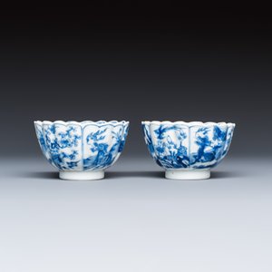 A pair of Chinese blue and white tea bowls and saucers — photo 7