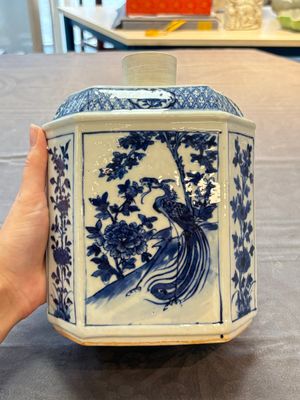 A pair of Chinese blue and white tea caddies and covers, 19th C. — 照片 15