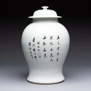 A pair of Chinese blue and white vases and a famille rose covered vase, 19th C. — photo 4