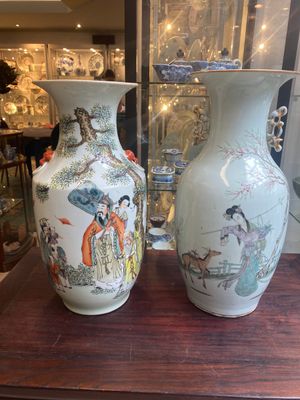 A pair of Chinese blue and white vases and two qianjiang cai vases, 19/20th C. — 照片 8