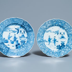 A pair of Chinese blue and white 'Xi Xiang Ji' dishes, Qianlong — photo 2