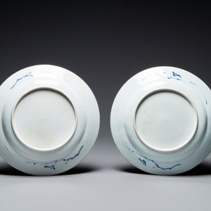 A pair of Chinese blue and white 'Xi Xiang Ji' dishes, Yongzheng — photo 2