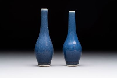 A pair of Chinese blue-glazed 'Hatcher Cargo' shipwreck bottle vases with incised dragons, Transitional period