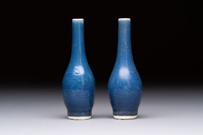 A pair of Chinese blue-glazed 'Hatcher Cargo' vases with incised dragons, Transitional period