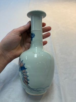 A pair of Chinese blue, white and copper-red 'bats among the clouds' vases, 19th C. — photo 11