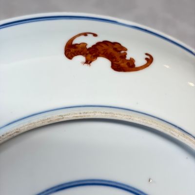 A pair of Chinese blue, white and iron-red 'Hong Fu Qi Tian 洪福齊天' plates — photo 22
