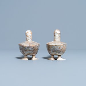 A pair of Chinese bone and mother-of-pearl models of ducks, 19th C. — 照片 4