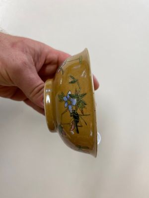 A pair of Chinese café-au-lait-ground famille rose 'grasshopper' bowls, Daoguang mark and of the period — 照片 4