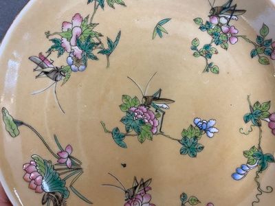A pair of Chinese café-au-lait-ground famille rose 'grasshopper' plates, Daoguang mark and of the period — 照片 7