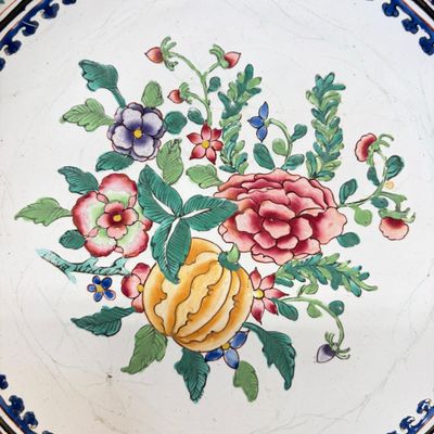 A pair of Chinese Canton enamel plates with floral design — photo 14